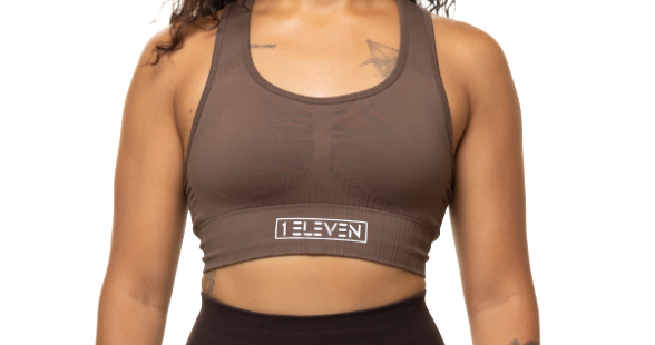 Foundation Ribbed Detailed Racerback Bra | Brown